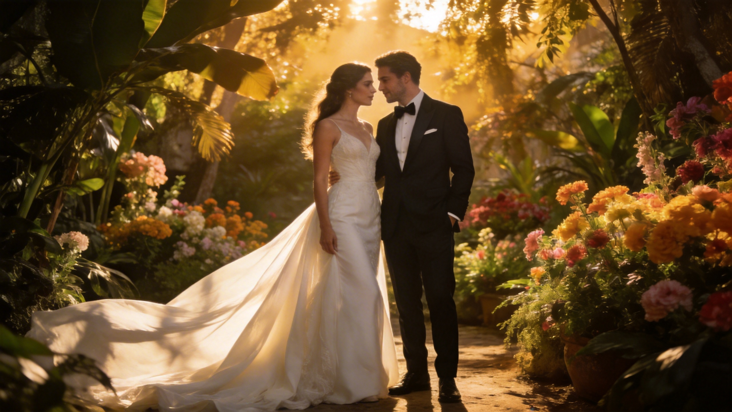 Joyful wedding couple